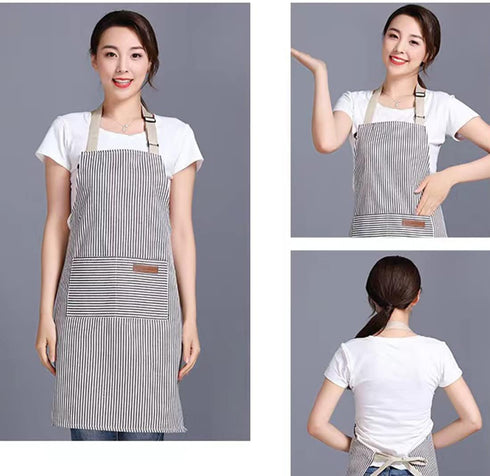 Adjustable Bib Apron - Cotton Cooking Kitchen Apron with 2 Pockets for Women Men Chef Restaurant BBQ