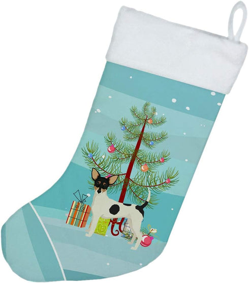 Caroline's Treasures CK3567CS Toy Fox Terrier Christmas Tree Stocking, Fireplace Hanging Stockings for Holiday Decor