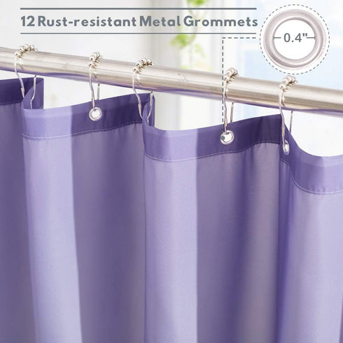 KGORGE Bath Shower Curtain, Waterproof Farmhouse Shower Curtains, 72 Wide x 72 Long, Purple and Grey