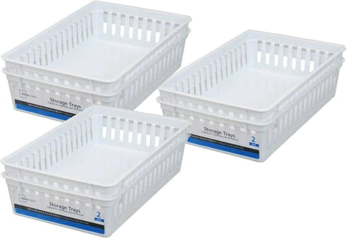 Basic White Storage Trays (6, Rectangle) by Mainstay