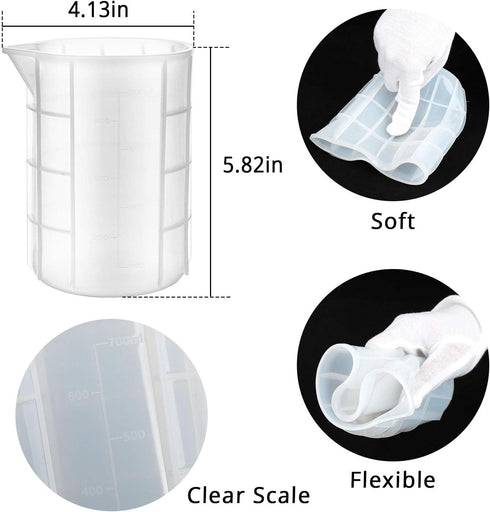 Gartful 700ml Extra Large Silicone Measuring Cups Set of 2, Nonstick Reusable Craft Mixing Cups for Epoxy, 23 oz