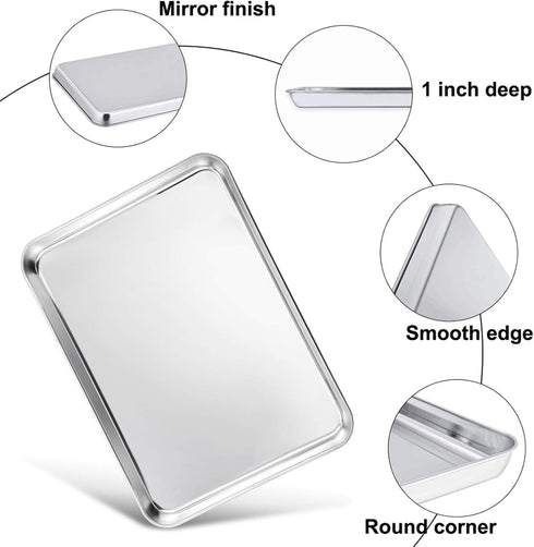 TeamFar Stainless Steel Baking Sheet, Healthy Non-Toxic Cookie Pan, Easy Clean & Dishwasher Safe