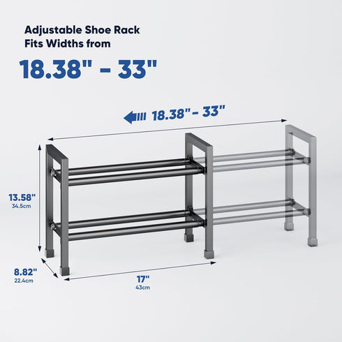 2-Tier Rack,17"-33" Closet,Metal Abiglifty Expandable Shoe Adjustable Shoe Rack for Shoes Shelves for Front Door