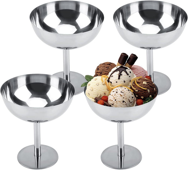Hapivida Ice Cream Cup, 4Pcs Stainless Steel Serving Dessert Bowls Cups Sauce