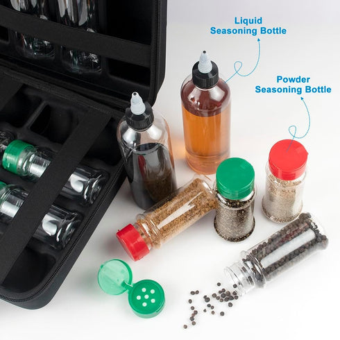 AKOBEARLA Set 12 Camping Portable Spice with Spice Containers Storage Bottle Pepper & Salt Spice Shakers, Separable