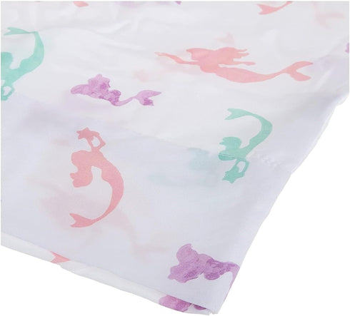 3-Piece Multicolored Mermaid Sheet Set for Kids & Girls, 1 Twin Flat Sheet, 1 Twin Fitted Sheet & 1 Queen Pillowcase