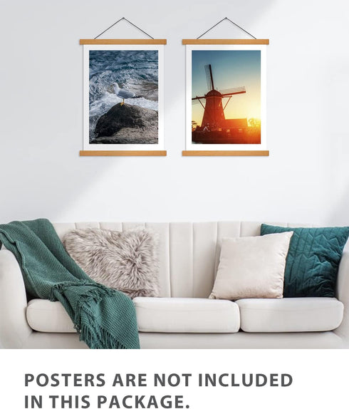 Magnetic Poster Hanger Frame for 13x19, 13x17, 13x16 Movie Music Posters, 2 Pack Wood Picture Frames for Wall Art