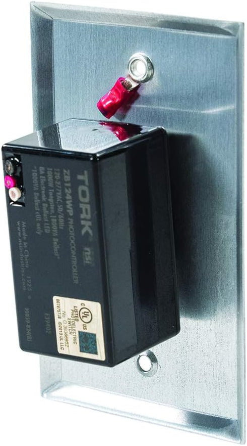 TORK ZB124WP Electronic Photocontrol Button with Wall Plate, 8A LED Rated, 105-305V