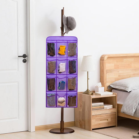 Closet 24 Dual Sided Hanging Shoe Organizer for with Rotating Hanger Hanging Shoe Rack Holder with Large Pockets