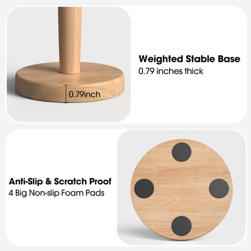 Countertop KitchLife Cute Wooden Paper Towel Holder - Solid Freestanding Paper Towel Dispenser Stand Organizer