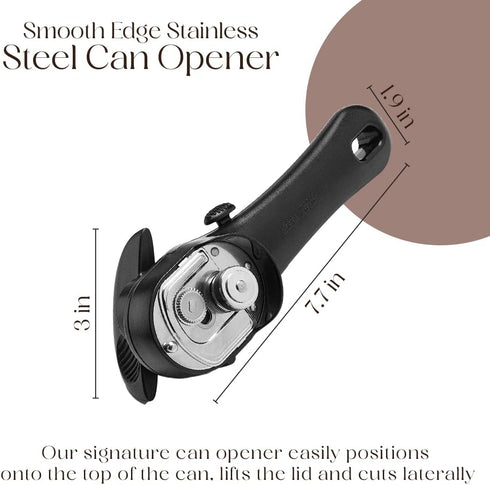 Bellemain Stainless Steel Manual Can Opener, Ergonomic Heavy Duty Hand Held Smooth Edge for Seniors, Easy to Use
