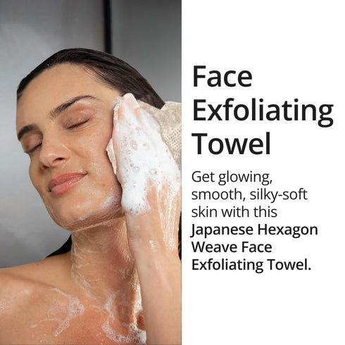 2 27cm 35cm) Exfoliating Washcloth Face & Body Scrub Towel - Japanese Exfoliating Towel with Hexagon Fibers, Body