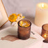 24pcs DEVI Vintage Amber Votive Candle Holders, Amber Glass Tea Lights Candle Holder for Baby Shower, Boho Wedding