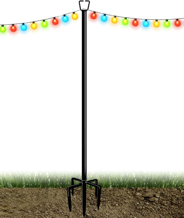Queension 10FT Plug Floor String Light Poles for Outdoor String Lights for Garden,