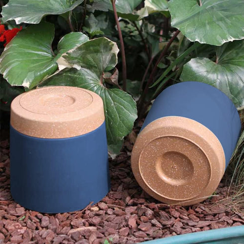 ZMTECH Plant Pots, Set of 6 Self Watering 6.5'' Plastic Planters with Drainage Hole and Saucer, Blue