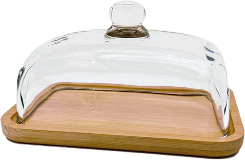 butter dish with lid, glass airtight lid keeps butter soft, for countertop