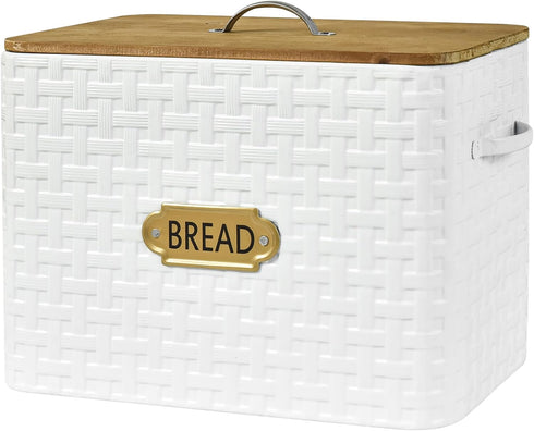 Countertop, EMAX HOME Extra Large Space Saving Farmhouse Bread Box With Wood Lid - Vertical Breadbox Bread Storage Bin