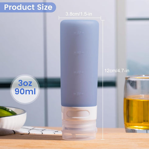 3-oz 4 Pack, MICEBAY Condiment Squeeze Bottles for Sauces, Mini Silicone Salad Dressing Container to Go with Snack