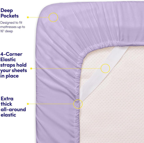 1500 Supreme Collection Twin XL Sheet Sets, Lavender, 3 Piece Bed Sheets and Pillowcase Set