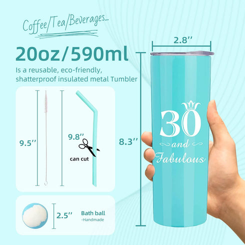 VeryMerryMakering 30th Birthday Gifts for Women - Tumbler, Decorations, Party Supplies, Happy Birthday Gift