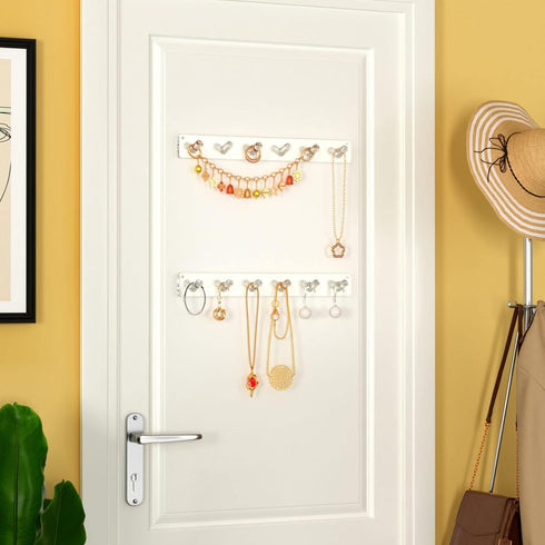 NIUBEE Wall Mounted Necklace Hanger - 4 Pack Acrylic Jewelry Stand Organizer for Bracelets and Rings