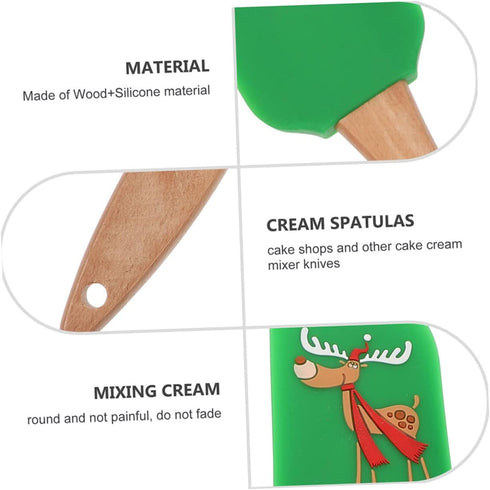 5pcs Cream Spatula Frosting Spatula Wooden Handles Silicone Baking Sheet Christmas Cake Decorating Spatula Christmas Rubber Spatula Cake Baking Scraper Wear-resistant Baking Tool by FELTECHELECTR