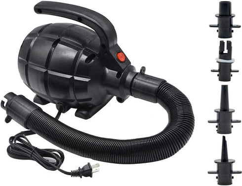 BOMPOW Electric Air Pump for Inflatables, AC (110V), 600W, 20L/min, Black, 4 Detachable Nozzles