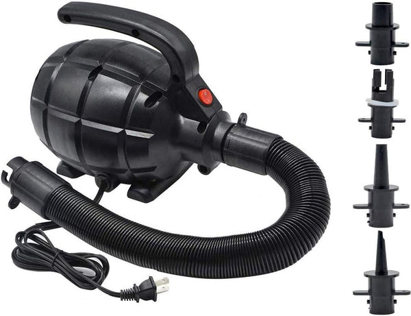 BOMPOW Electric Air Pump for Inflatables, AC (110V), 600W, 20L/min, Black, 4 Detachable Nozzles