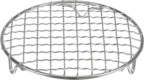 Round Cooking Rack 6-inch, 201 Stainless Steel Barbecue Grill Net with 20mm Legs for Baking Steaming