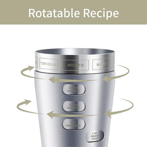 Cocktail Shaker Set with Recipe, 24 oz Stainless Steel Martini Shaker, Drink Mixer Bartender Kit
