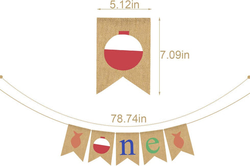 Rainlemon 1st Fishing Theme ONE Highchair Banner Boy Girl Birthday Party Jute Burlap High Chair Garland Decoration