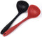 Silicone Soup Ladle Spoon Set of 2, Nonstick Heat Resistant, Long Handle, Big Round Scoop, Red and Black