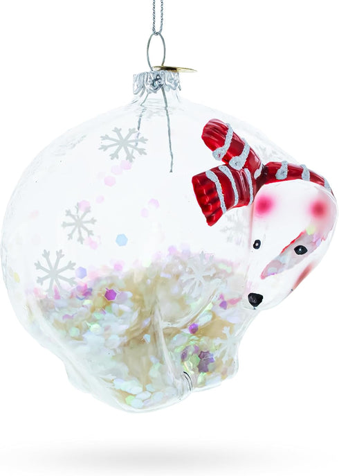 Clear Blown Glass Christmas Ornament Polar Bear
