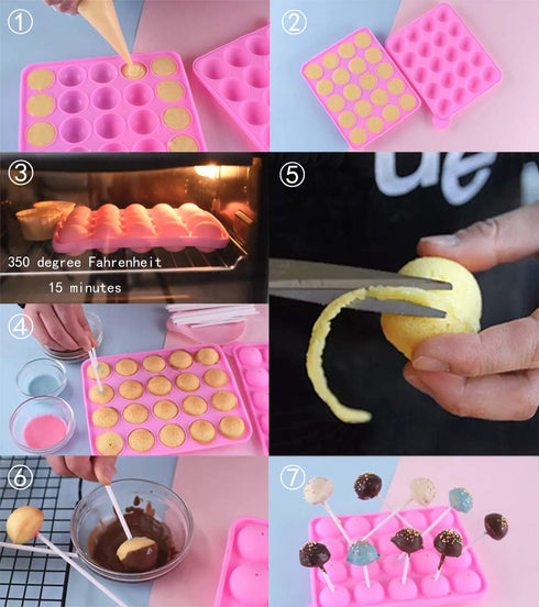 Tosnail 2 Pack of 20-Cavity Silicone Cake Pop Mold - Great for Hard Candy, Lollipop, and Party Cupcake