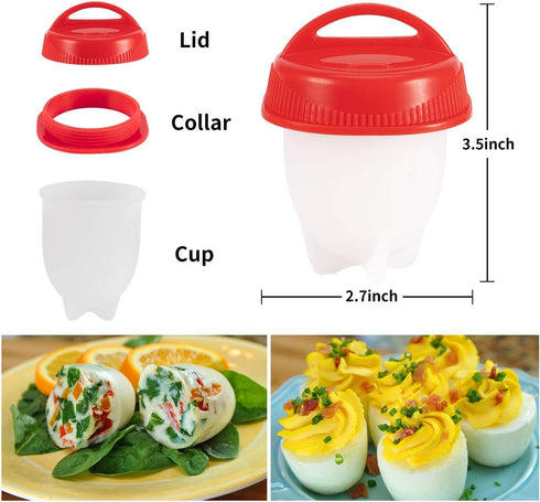 Silicone Egg Cooker, 6 Pieces Hard Boiled Egg Maker, BPA Free Non-Stick Egg Poacher for Fast Cooking