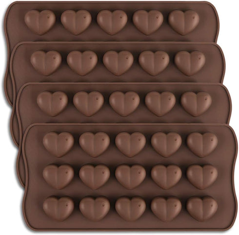homEdge 15-Cavity Dimpled Heart Shape Chocolate Mold, Silicone for Gummy and Candy