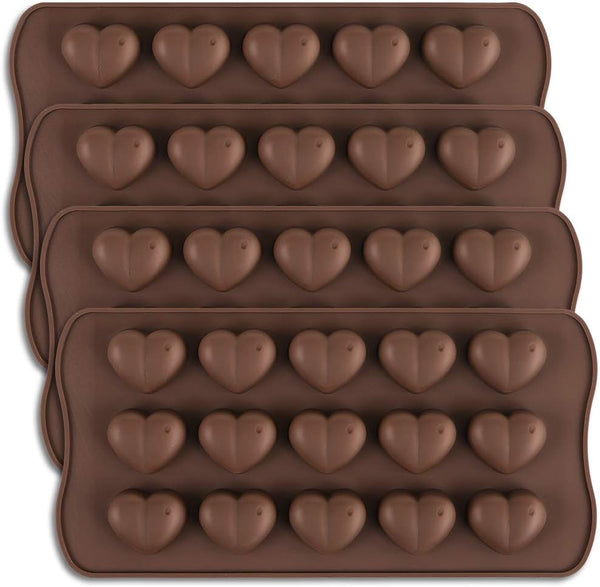homEdge 15-Cavity Dimpled Heart Shape Chocolate Mold, Silicone for Gummy and Candy
