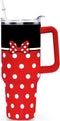 Cartoon Mouse Tumbler 40 Oz, Stainless Steel Insulated Travel Coffee Mug with Lid and Straw, Bowknot - Birthday,