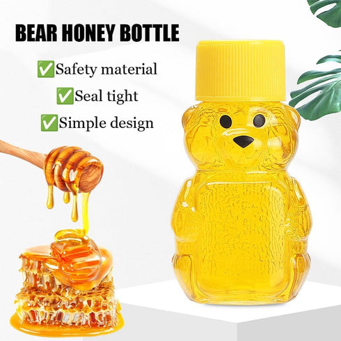 HAOZIJIE 12 Sets 2oz Honey Bottles, Bear Shape Clear Empty Honey Jar with Screw Lid,Plastic Mini Honey Jars Party