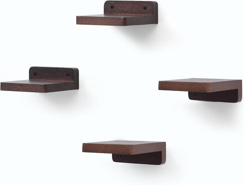 4x4 Inch (4, Small Floating Shelf, Display Ledges for Wall,Mini Shelves,Rustic Wood Shelf for Bedroom Living Room
