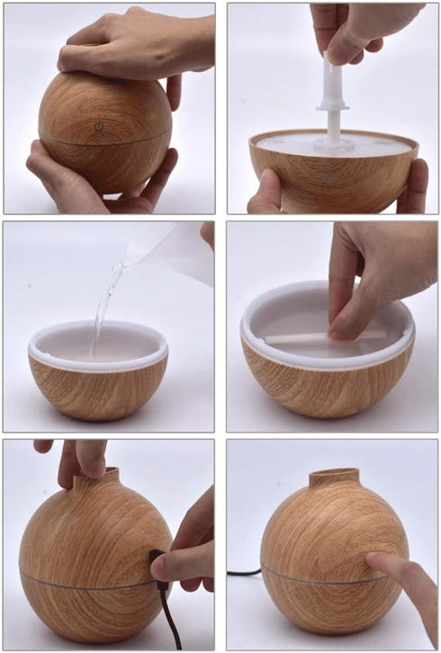 Mini Humidifiers, 130ml USB LED Aroma Essential Oil Diffuser for Room Bedroom Office (Light)