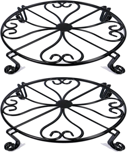 NSYOOMH 2 pack 10" 12" Rustproof Black Metal Plant Stands Heavy Duty