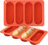 Webake Hot Dog Bun Pan, 2 Pack Silicone Molds, Nonstick Mini Baguette Baking Tray for Hot Dog Rolls