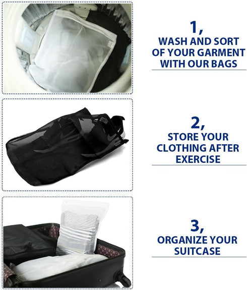 TENRAI Delicates Laundry Bags, Fine Mesh Wash Bag for Underwear, Lingerie, Bra, Pantyhose, Socks (White)