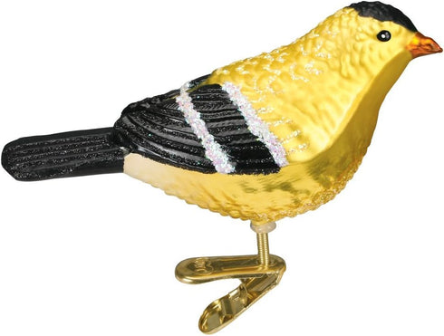Old World Christmas Ornaments: American Goldfinch Glass Blown Bird Watcher Collection for Christmas Tree