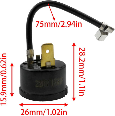 '-1/6 HP (125W) Round Freezers Compressor Overload Protector, Refrigerator Compressor Protector 1PCS