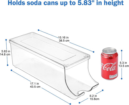 2 Pack Puricon Soda Can Organizer Dispenser for Refrigerator, Plastic Canned Food Pop Beverage Container Holder Storage