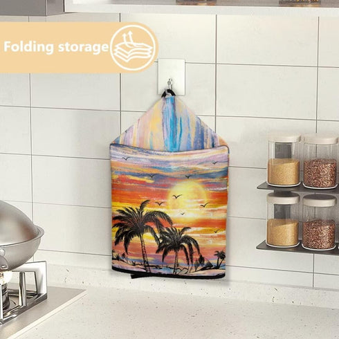 Palm Tree Sunset Dust Cover for Meat Slicer - Waterproof Foldable Cover for Kitchen Small Appliances
