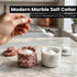 3.5 oz Counter Marble Salt Cellar with Lid, Capacity, Kitchen Storage Container (White Strawberry Pink)