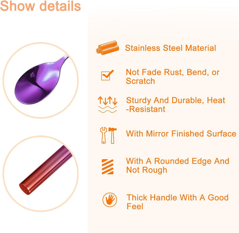 uxcell Long Handle Stainless Steel Mixing Spoon, Purple Bartender Cocktail Stirring Spoon, 300mm/11.81" Bar Spoon